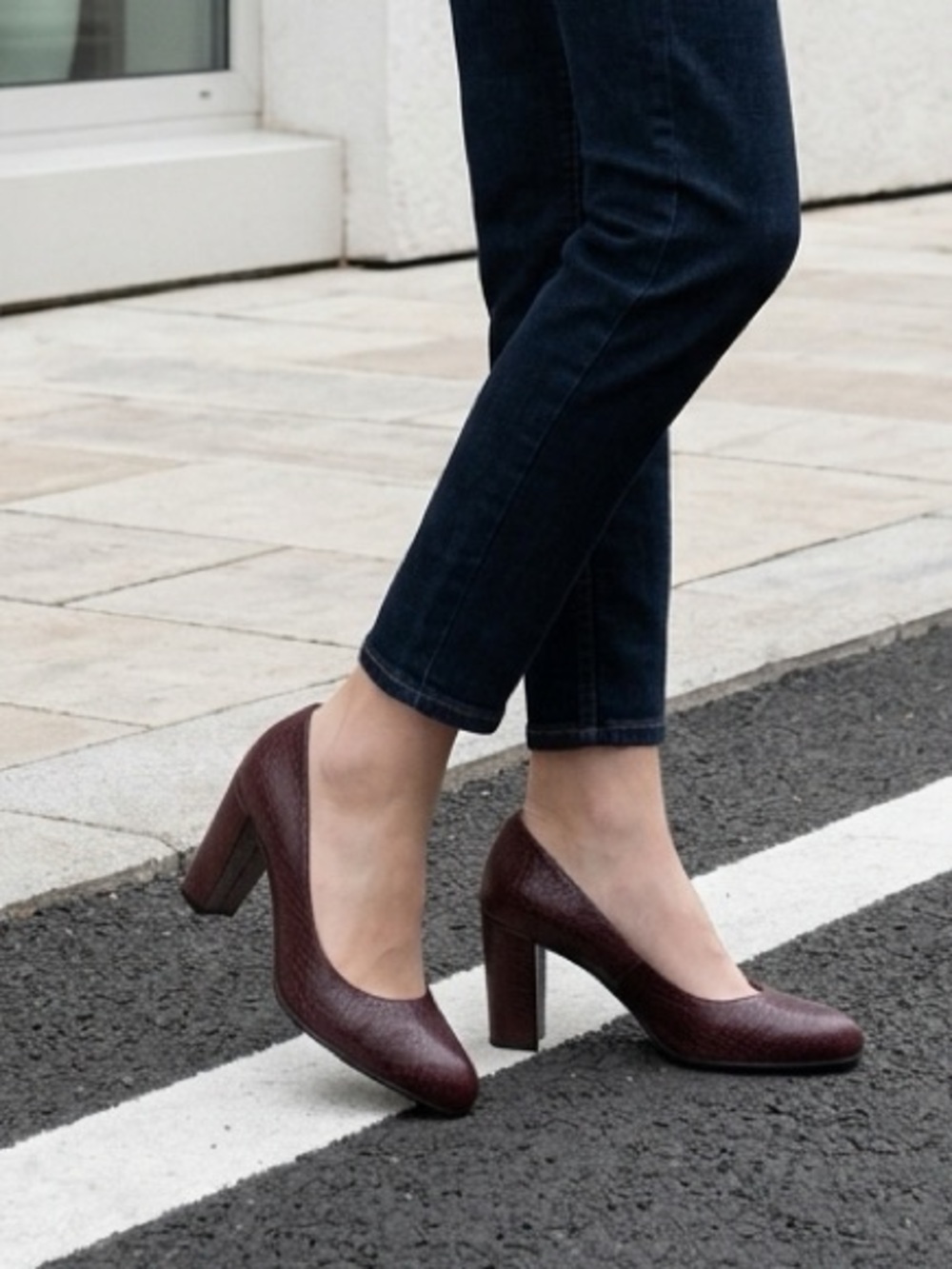 Brenda Zaro Crocs Embossed Burgundy Pump